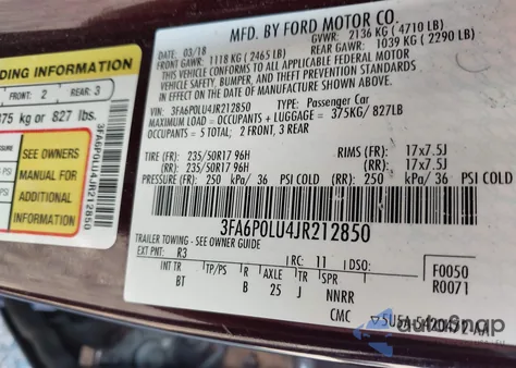2018 Ford Fusion Hybrid Se from USA, damaged, VIN 3FA6P0LU4JR212850
